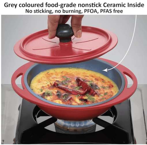Hawkins 0.75 Litre Mini Casserole with Lid, Round Series Die-Cast pan for Cooking, Reheating, Serving and Storing, Red (MCRR75) - Image 2